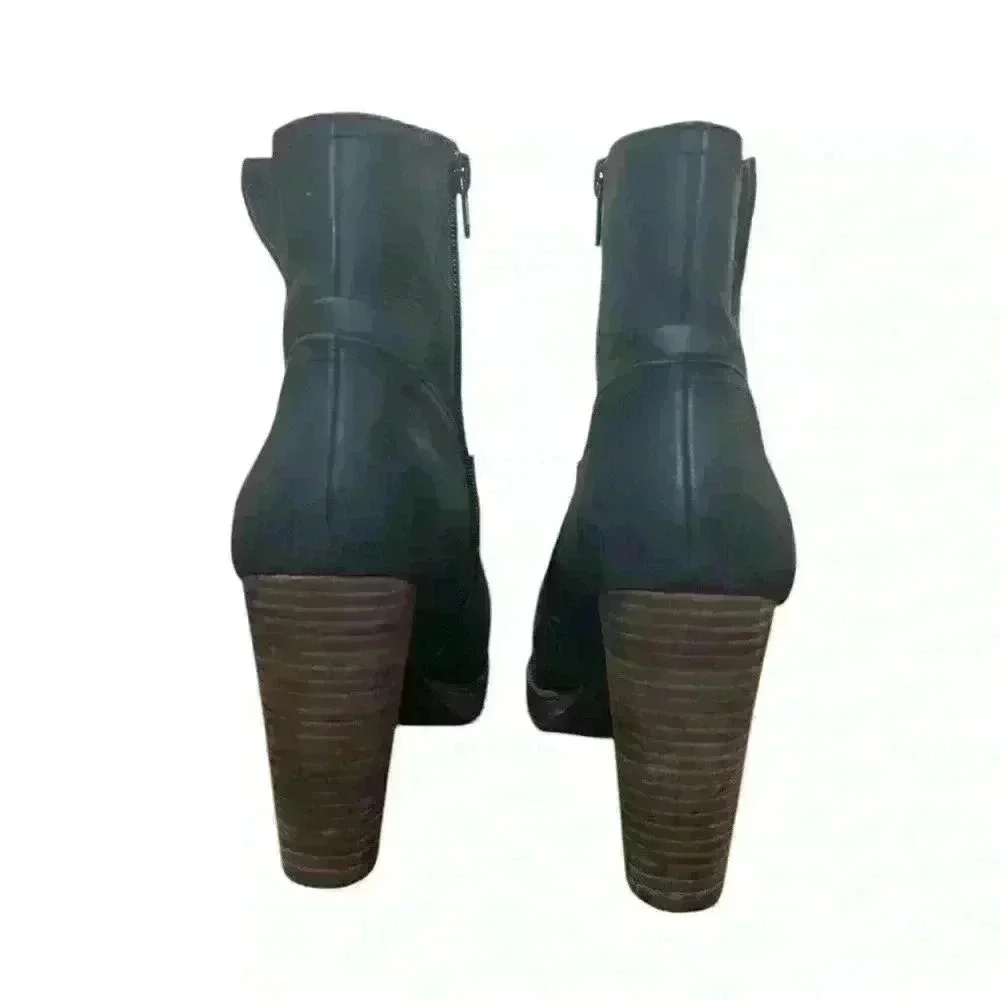 Lucky Brand Dark Gray Leather Ankle Boots size 9.5